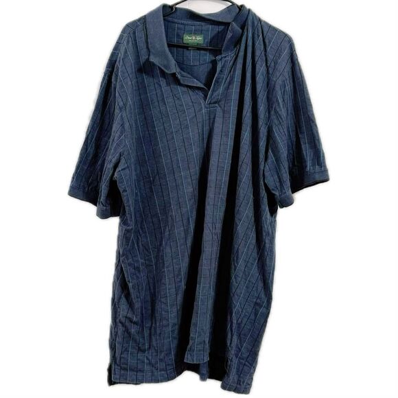 David Taylor Blue Polo Shirt with Oversized Fit and Unique Draped Collar - Picture 1 of 4